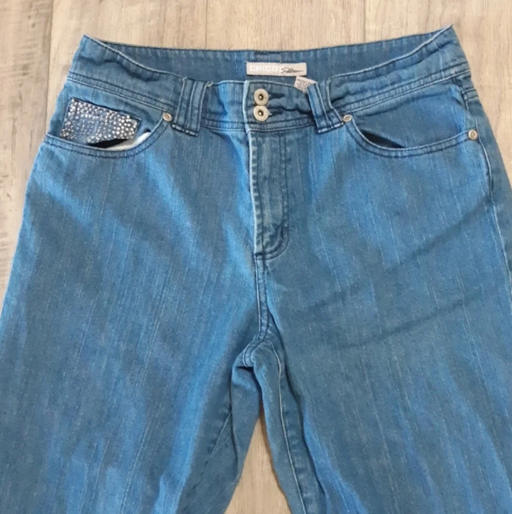 Womens jeans Crop pants sz 15 CHICO Midrise Short Pants - Picture 2 of 9